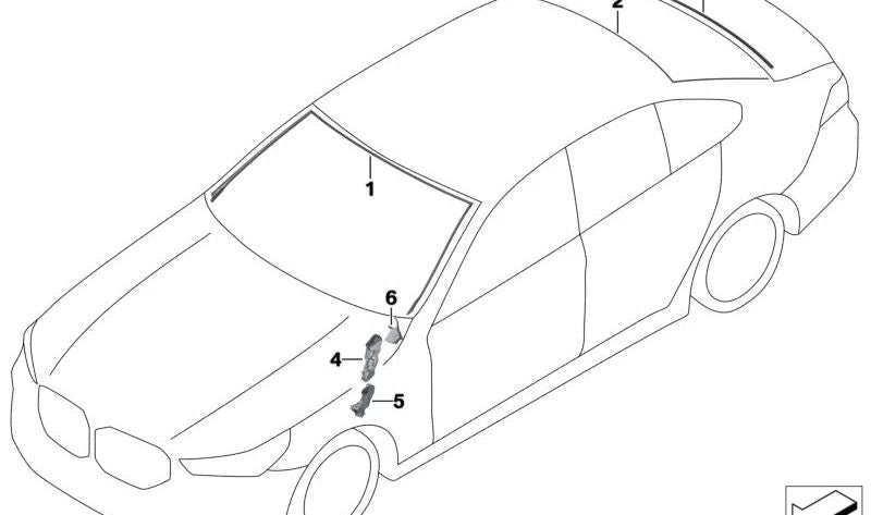 Obere Windschutzscheibenabdeckung für BMW 5 G60 -Serie, G61 (OEM 51315B336B2). Original BMW