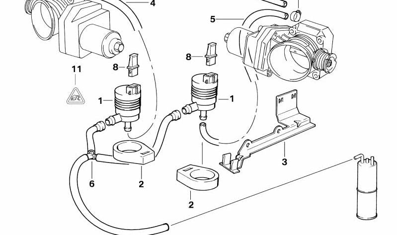 Soporte para válvula de ventilación del depósito OEM 13901742842 para BMW E38. Pieza original BMW.