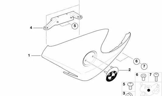 Paramento refrigerante de aceite derecho OEM 46637653794 para BMW Motorrad R1150R, R850R. Original BMW Motorrad.