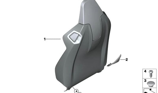 Cubierta lateral asiento izquierdo OEM 52108469225 para BMW G20, G20N, G21, G21N, G80, G80N, G81, G81N, G26, G26E, G26F, G26N, F93, G16, F97, F97N, G01, G01N, F98, F98N, G02, G02N. Original BMW.