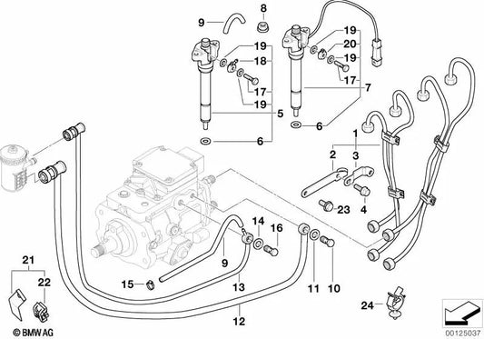 Conexión tubería de aceite de fuga OEM 13532247157 para BMW E46, E39. Original BMW.