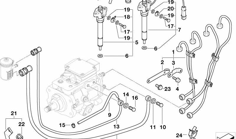 Injektionsrohr für BMW E46, E39 (OEM 13532247300). Original BMW