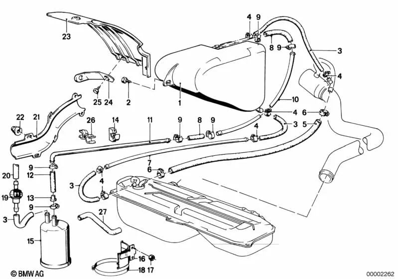Tubo de escape OEM 16131178627 para BMW Serie 3 E30 318i, 320i (1985-1993). Original BMW.