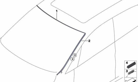 Canaleta recogeaguas izquierda OEM 51317331507 para BMW F46, F46N. Original BMW.