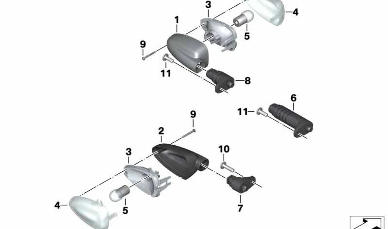 Reflector trasero OEM 63137667777 para BMW Motorrad K1, HP2 Enduro, HP2 Megamoto, HP2 Sport y R 1200 C (2002-2020). Original BMW Motorrad.