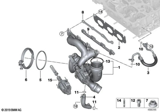 Conducto de alimentación de aceite OEM 11429452216 para BMW Serie 2 F45, X1 F48, X2 F39 y MINI F60. Original BMW y MINI.