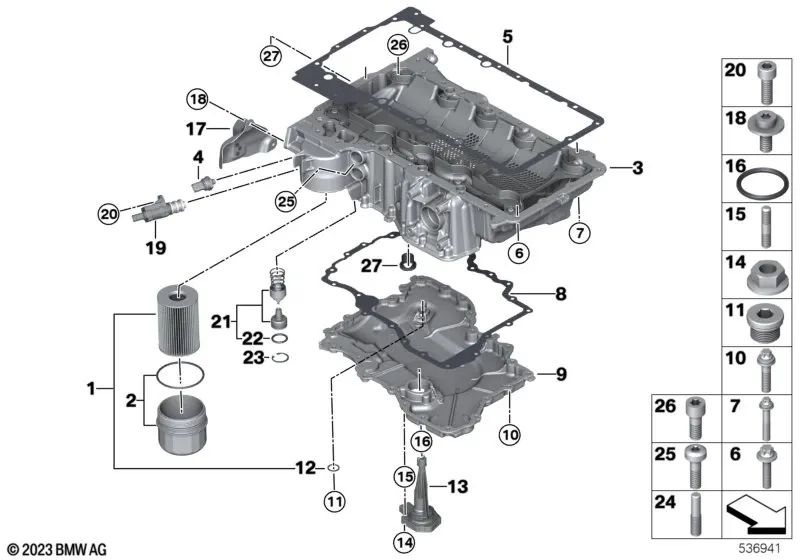 Parafuso de cabeça cilíndrica OEM 07149281969 para BMW G22, G82, G23, G83, G90, G99, G70, G73, X5, X6, X7, XM... e muito mais. BMW genuíno.