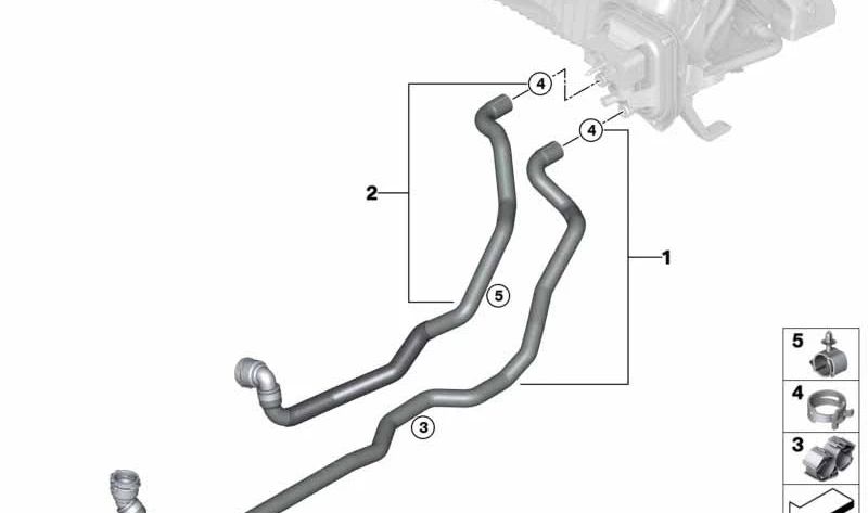 Tubo del refrigerante di restituzione OEM 64219398961 per BMW G20, G21 {320D XDRive, 330d, 330d XDrive}. BMW originale.