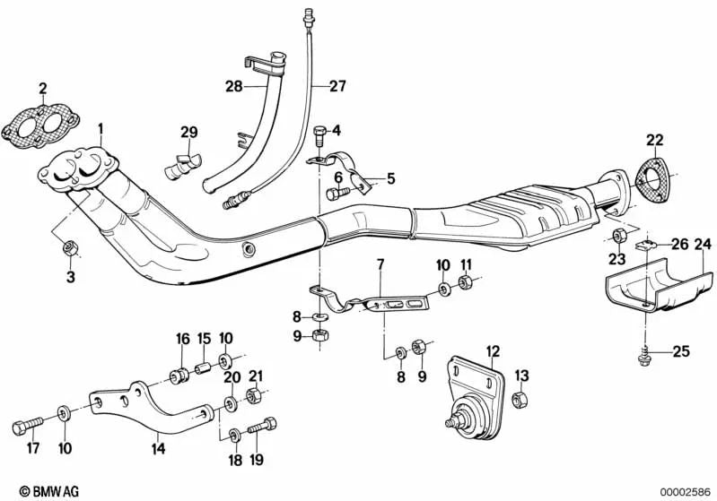 Soporte OEM 11761285101 para BMW 3' E30 316i, 318i con motores M10 y transmisión manual. Original BMW.