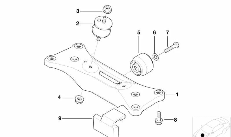 Soporte de transmisión OEM 22321094765 para BMW E39. Pieza original BMW. Compatible con modelos con caja de cambios automática.