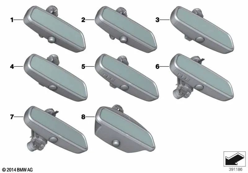Retrovisor interior EC / LED para BMW 5 F07 Series, F10, F11, F18, Série 6 F06, F12, F13, Série 7 F01, F02, F04, I01, I12, I15, X3 F25 (OEM 51169224341). BMW original