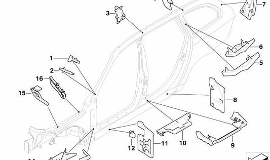Revestimiento pilar A OEM 41217134229 para BMW E60 y E61. Original BMW.