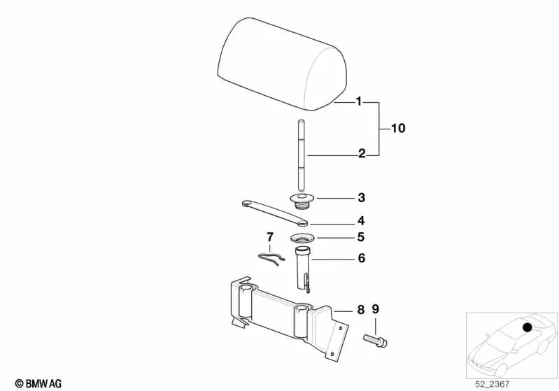 Guida boccola per BMW 3 E46 Series, serie 5 E39 (OEM 52208208877). BMW originale.