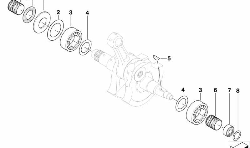 Cuscinetto a sfera OEM 11217707193 per BMW Motorrad K1, K100, K100RS, K100LT, K100RT, K1100LT, K1100RS, K75, K75C, K75RT, K75S. BMW MOTORAD originale.