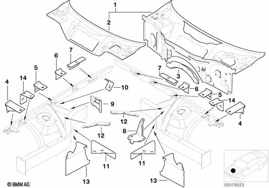 Pared frontal OEM 41137006209 para BMW Z8 E52 (12/1998 - 07/2003). Original BMW.