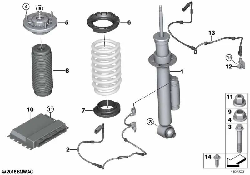 Rear right shock absorber VDC for BMW G30, G30N (OEM 37106866402). Original BMW.