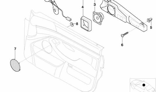 Altavoz de puerta delantera derecha OEM 65138360776 para BMW E39. Original BMW.