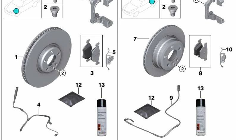 Sensor de desgaste de freno delantero izquierdo OEM 34356775850 para BMW F07, F10, F11, F01, F02, F04. Original BMW.