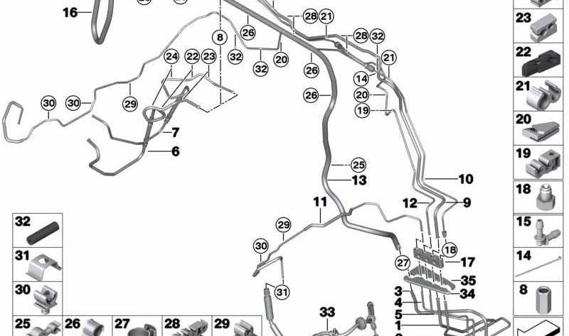 OMS BREME Panguillo Support OEM 34326793236 für BMW F07, F07N, F10, F10N, F11, F11N, F06, F06N, F12, F12N, F13, F13N, F01, F01N, F02, F02N. Original BMW.