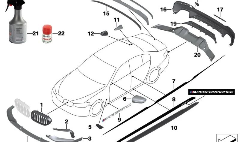 Embellecedor lateral derecho OEM 51118064980 para BMW G30 y G31. Original BMW.