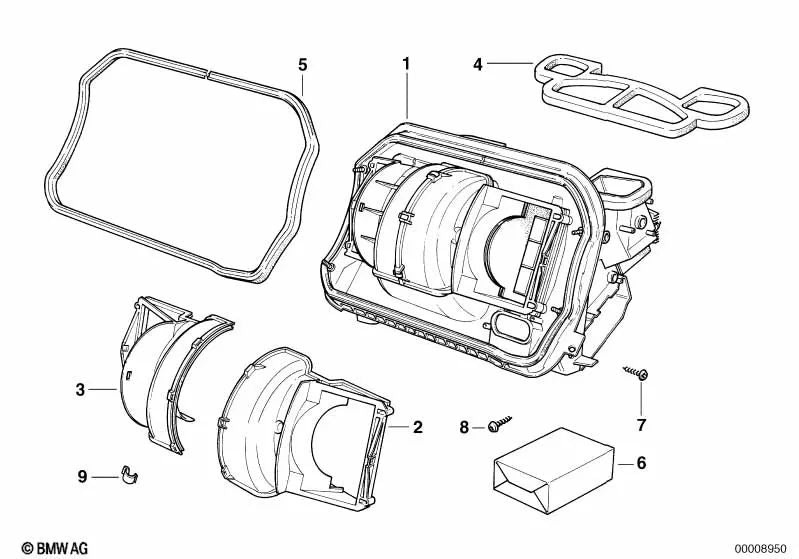 Tampa superior do ventilador esquerdo para a série BMW 3 E36 (OEM 64118361924). BMW original.