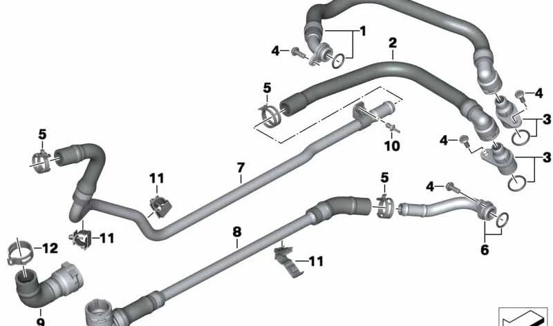Tubo refrigerante OEM 17128545077 para motos BMW C evolution (K17) 2014-2020. Original BMW Motorrad.