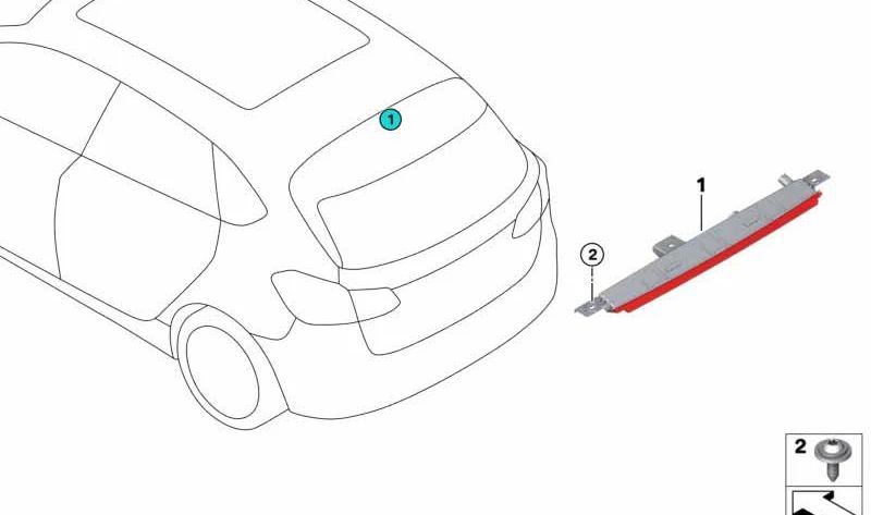 Tercera Luz de Freno para BMW F45, F48, F49 (OEM 63257297446). Original BMW
