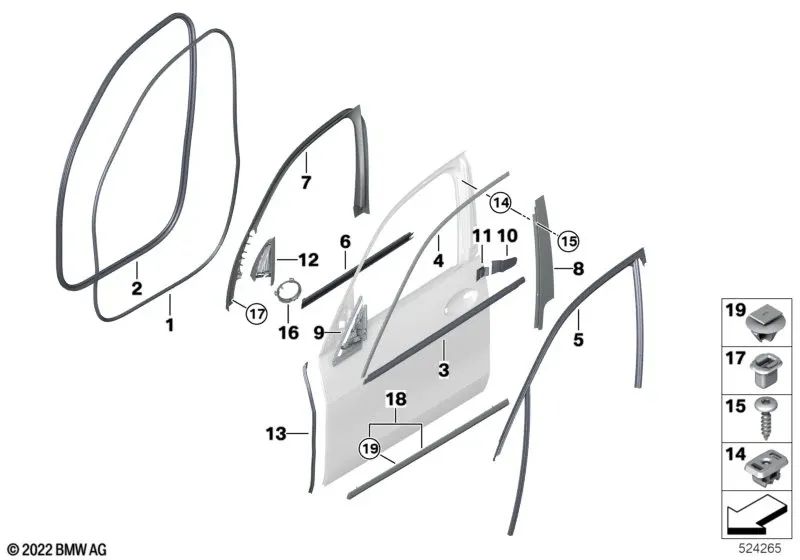Moldura Márco de Ventana Pilar B Puerta del. der. para BMW X5 F95, G05, G18, X7 G07 (OEM 51337429388). Original BMW