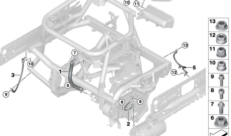 Cable de puesta a masa OEM 61299895976 para MINI F56 BEV, F56 BEV LCI, Cabrio F57 BEV. Original MINI.