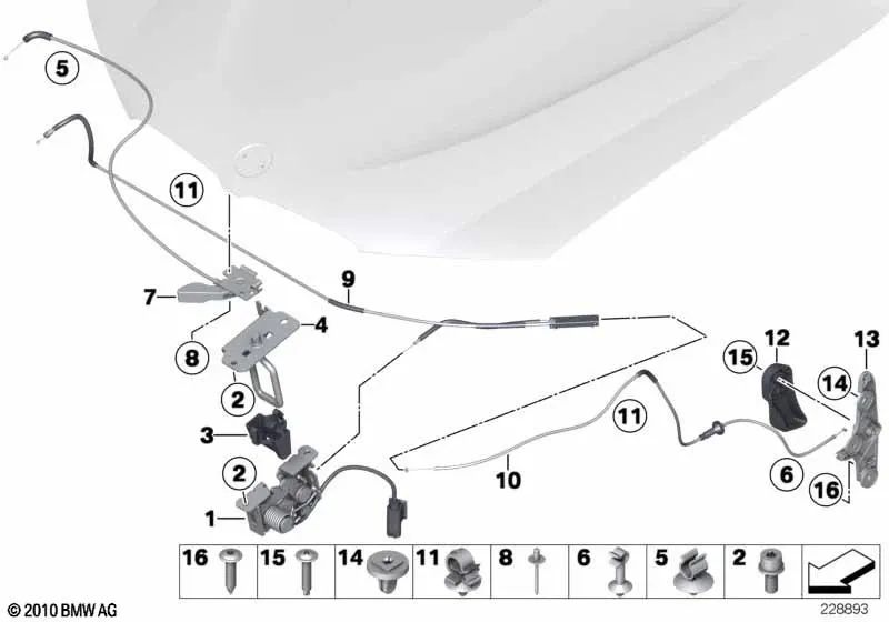 Alavanca de tração do capô dianteiro para BMW F25, F26 (OEM 51239175035). BMW original