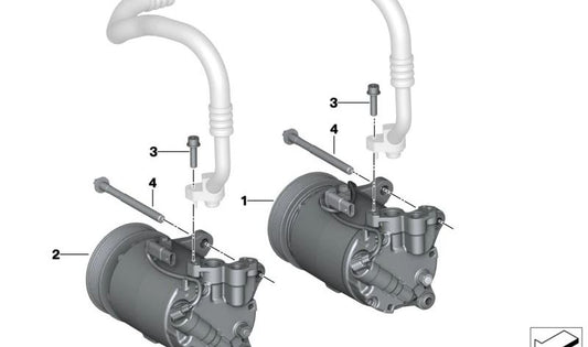 Compressor de ar condicionado para BMW 2 G42 Series, G87, Série 3 G20, G21, G28, G80, G81, 4 G22 Series, G23, G26, G82, G83, X3 F97, G01, G08, X4 F98, G02, Z4 G29 ( OEM 64526994082). BMW original