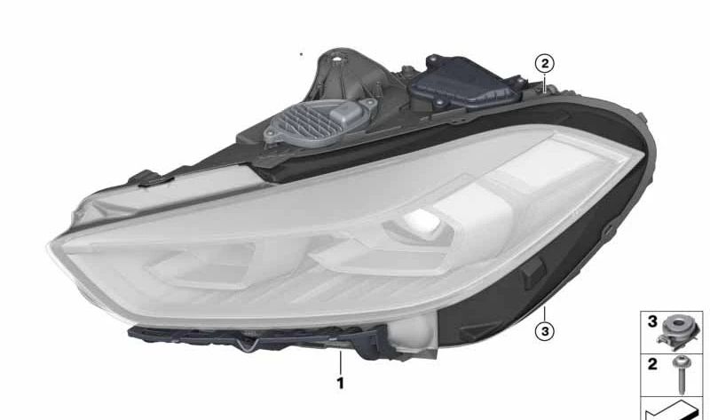 Links vordere BI-geführte OEM 63119448095 für BMW 1 F40-Serie (116d, 116i, 118d, 118i, 120d, 120d Xdrive, 120i, 128ti). Original BMW.