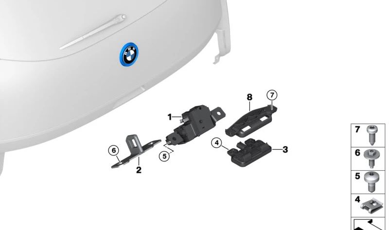 Soporte de botón apertura maletero OEM 51007418954 para BMW i3 (I01) 60Ah y 120Ah con y sin Rex. Original BMW.
