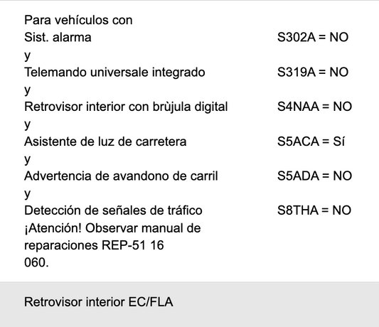 Espejo retrovisor electrocrómico para BMW Serie E - Modelos específicos: E82, E90, E91, E92, E84, E71, E72. Original BMW.
