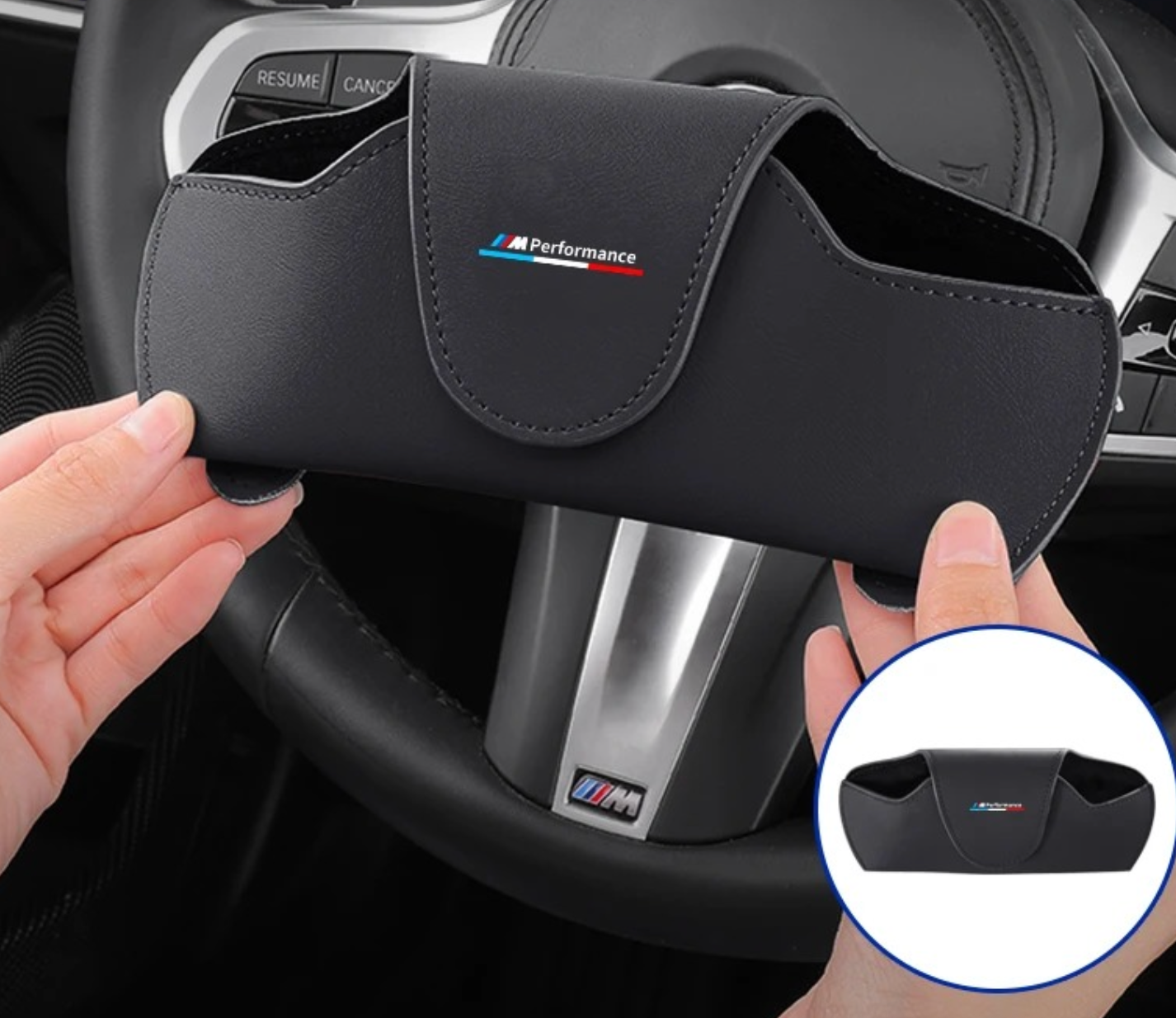 Estuche para Gafas de Sol con Logo ///M Performance – Fijación en Visera, Cuero y Microfibra