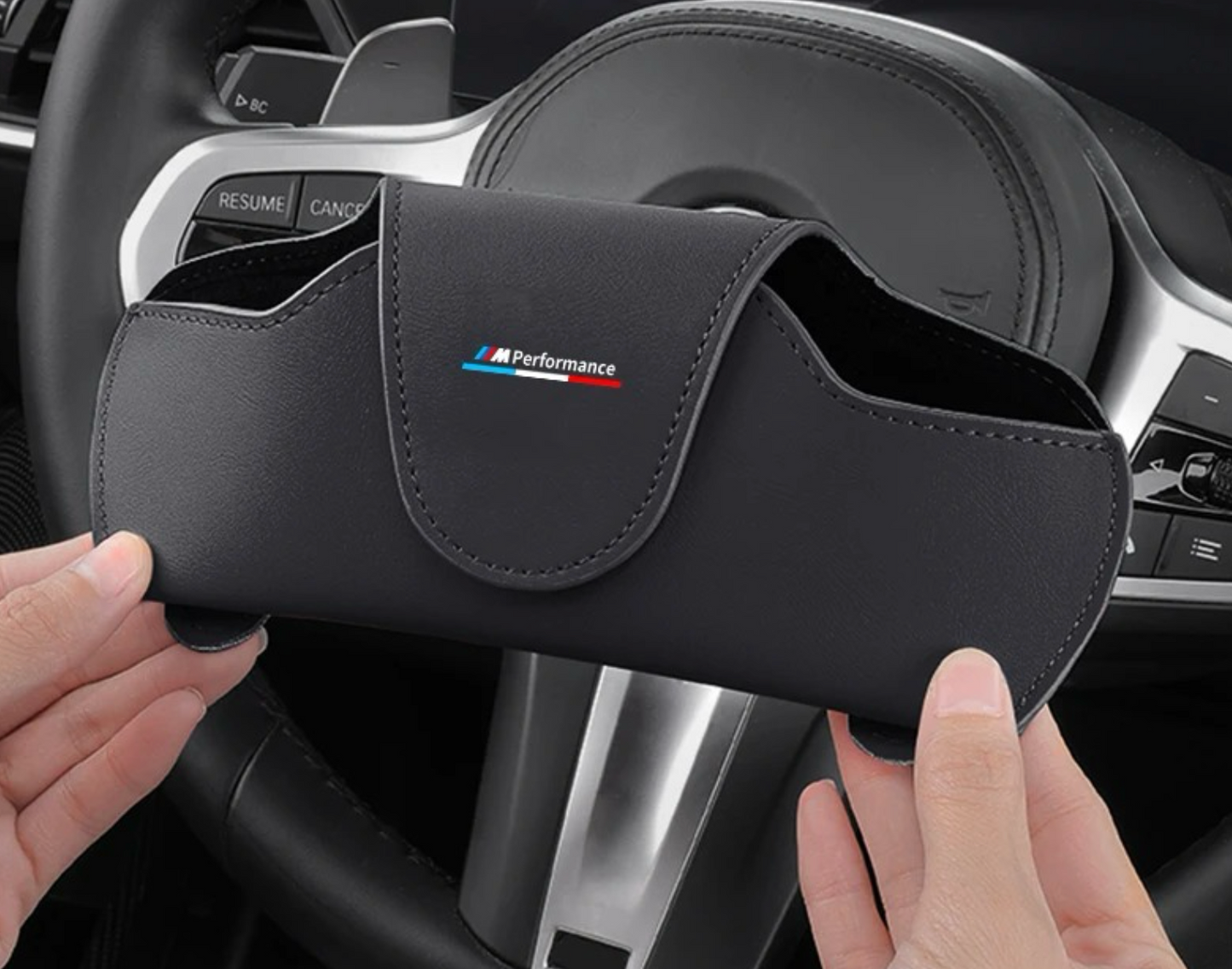 Estuche para Gafas de Sol con Logo ///M Performance – Fijación en Visera, Cuero y Microfibra
