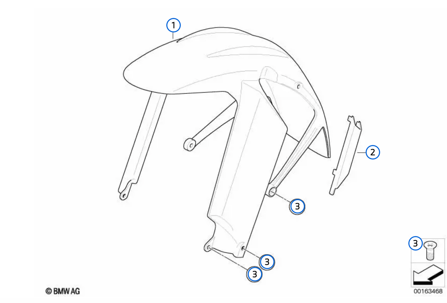 Front Fender OEM 46617716309 für BMW F 800 GS Motorcycles (K72), F 800 GS Adventure (K75) ... und mehr. Originaler BMW Motorrad.