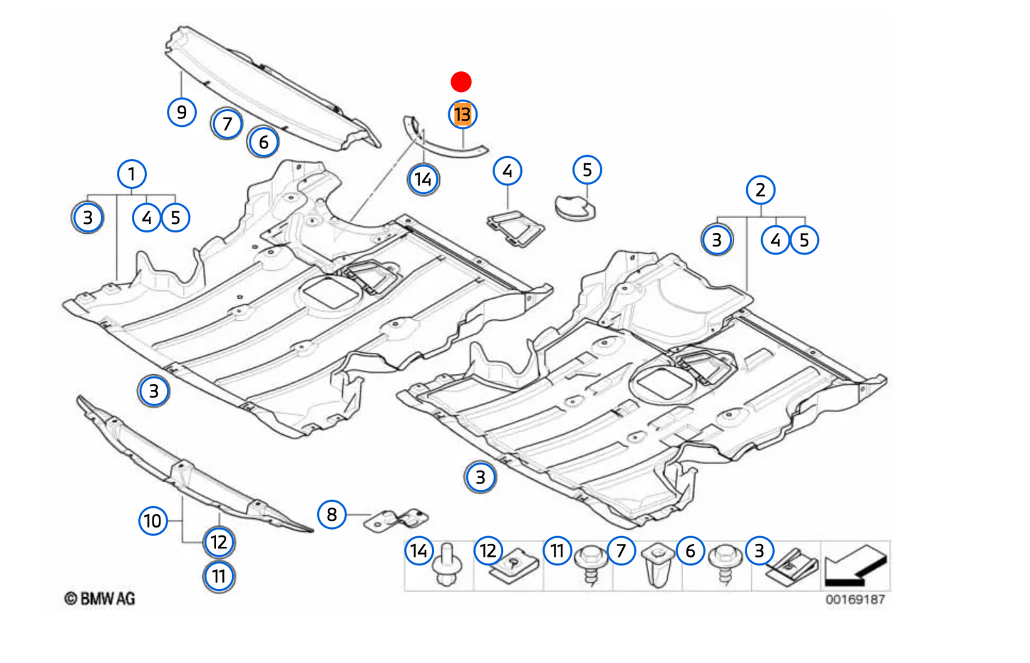 Defletor inferior do motor OEM 51757167196 para BMW E81, E82, E87, E88, E90, E91, E93. Protege o motor contra sujeira e choques. BMW genuíno.