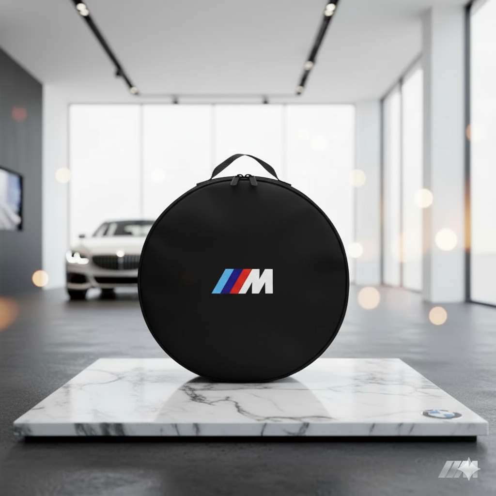 Bolsa de Almacenamiento para Cable de Carga BMW M - Organizador para Cables de Coche Eléctrico en Tela Oxford - Disponible en Forma Circular y Cuadrada