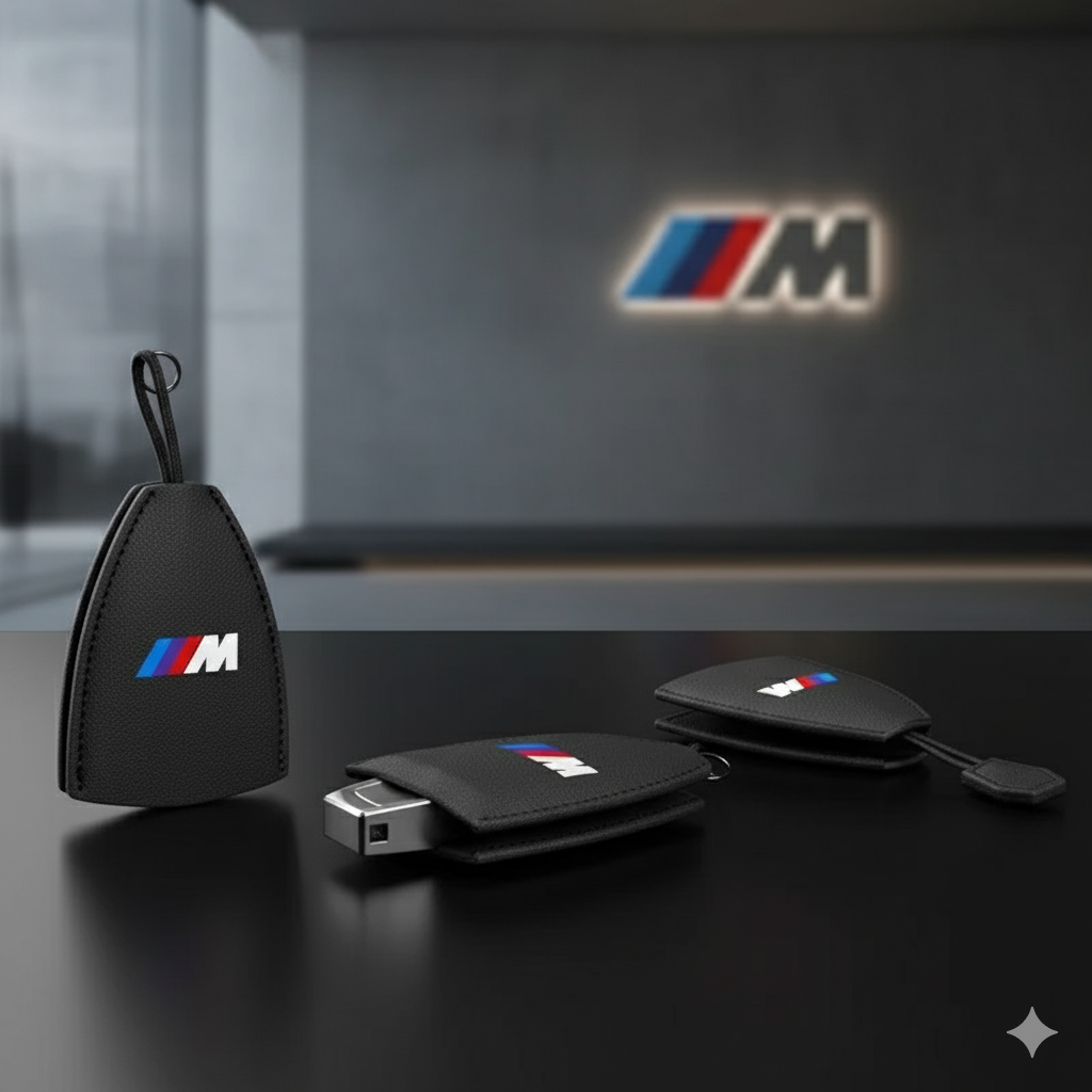 Funda de llave BMW ///M – Estilo cuero negro con logo deportivo