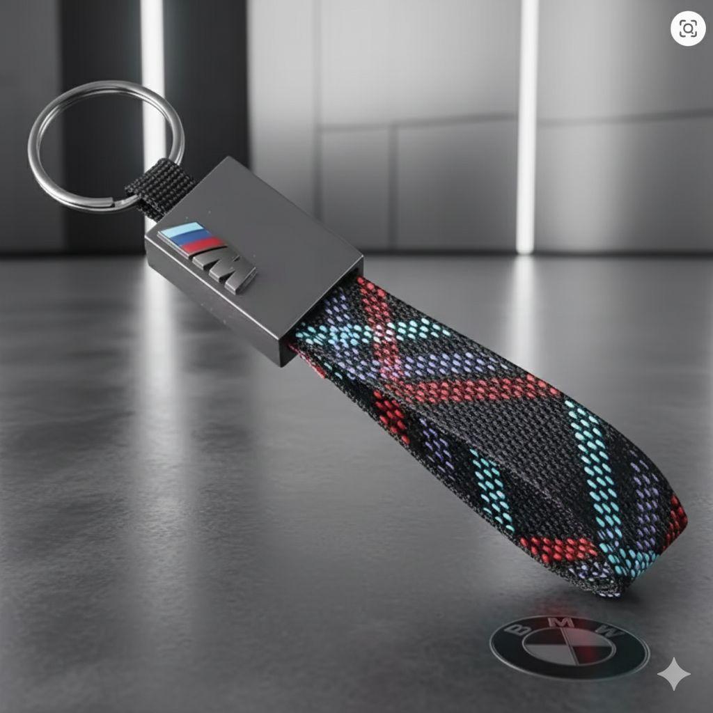 Llavero edición limitada ///M – Diseño trenzado con detalles deportivos
