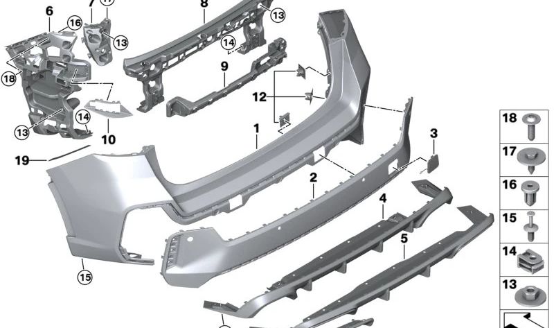 Rear PDC/PMA Sensor Bracket Assembly for BMW U11, U12 (OEM 51125A4FFD7). Original BMW