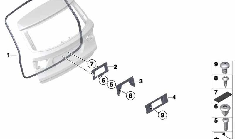 Junta de goma portón trasero OEM 51767339328 para BMW X4 F26 (xDrive20d, xDrive20i, xDrive28i, xDrive30d, M40i). Original BMW.