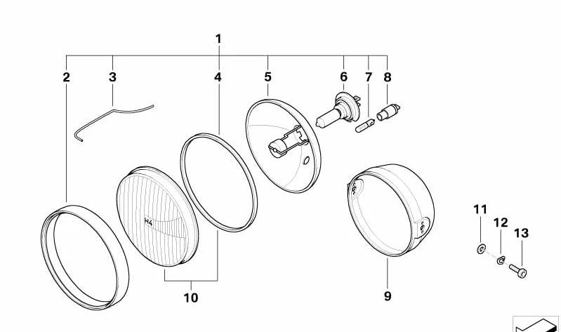 Catarifrangente anteriore OEM 63122306902 per moto BMW R850R, R1150R, R850C, R1200C... e altre. BMW Motorrad originale.