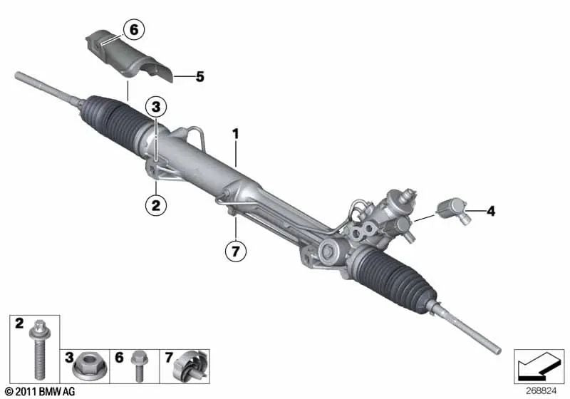 Mecanismo de dirección hidráulica OEM 32105A41179 para BMW E90, E91, E92, X1 E84. Original BMW.