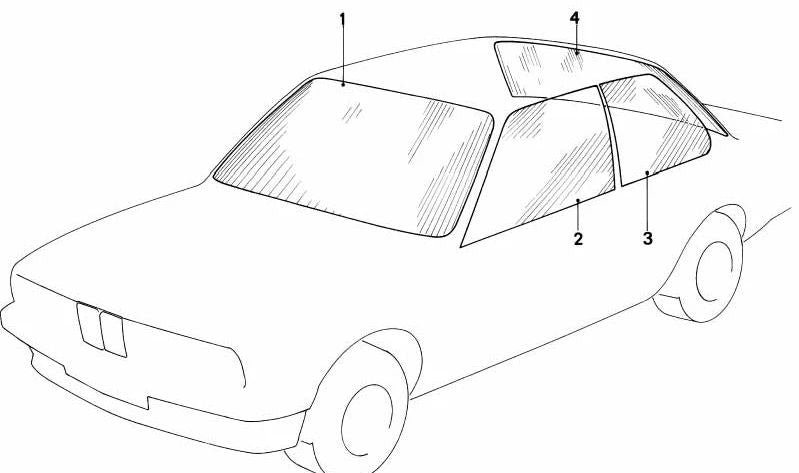 Parabrisas verde OEM 51311839740 para BMW E24 628CSi, 630CS. Compatible con modelos de 1976 a 1987. Cristal delantero original BMW.