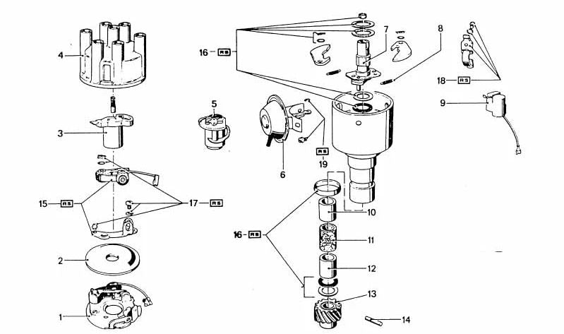 Tapa del distribuidor OEM 12111351446 para BMW E12 5er (modelos con motor M30, años 1973-1981). Repuesto original BMW.