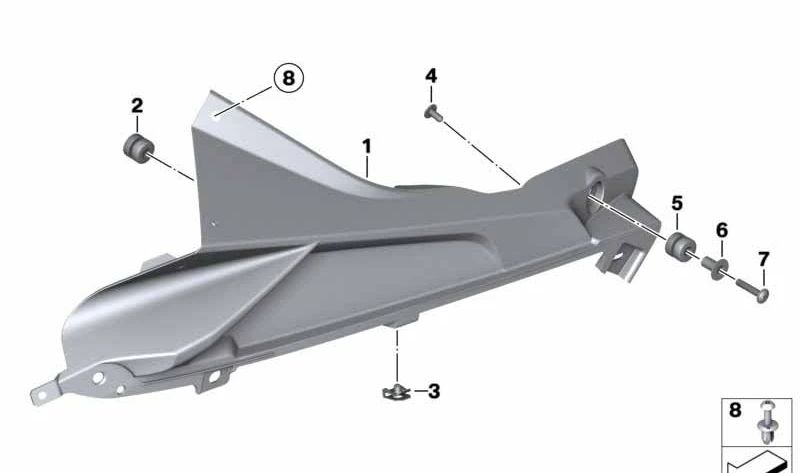 Soporte plaquita izquierda OEM 46637715921 para motos BMW HP4 K42, S 1000 RR K46. Original BMW Motorrad.