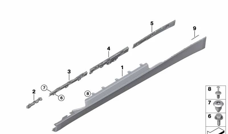Faldón lateral izquierdo imprimado OEM 51777363395 para BMW F32, F33 (todos los modelos compatibles). Pieza original BMW.