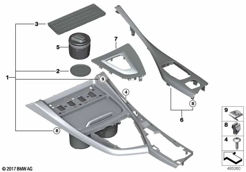 Revestimento do console de carbono central para BMW 2 F22N Series, F23N, F87N (OEM 51168088622). BMW original